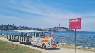 Seasonal trackless train available for passengers in Rovinj